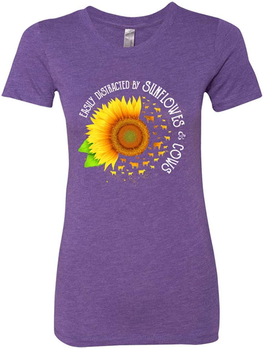 Sunflowers Cows Ladies T-Shirt, Premium Ladies T-Shirt, Purple Rush Sunflowers Cows Ladies T-Shirt, Premium Ladies T-Shirt, Purple Rush