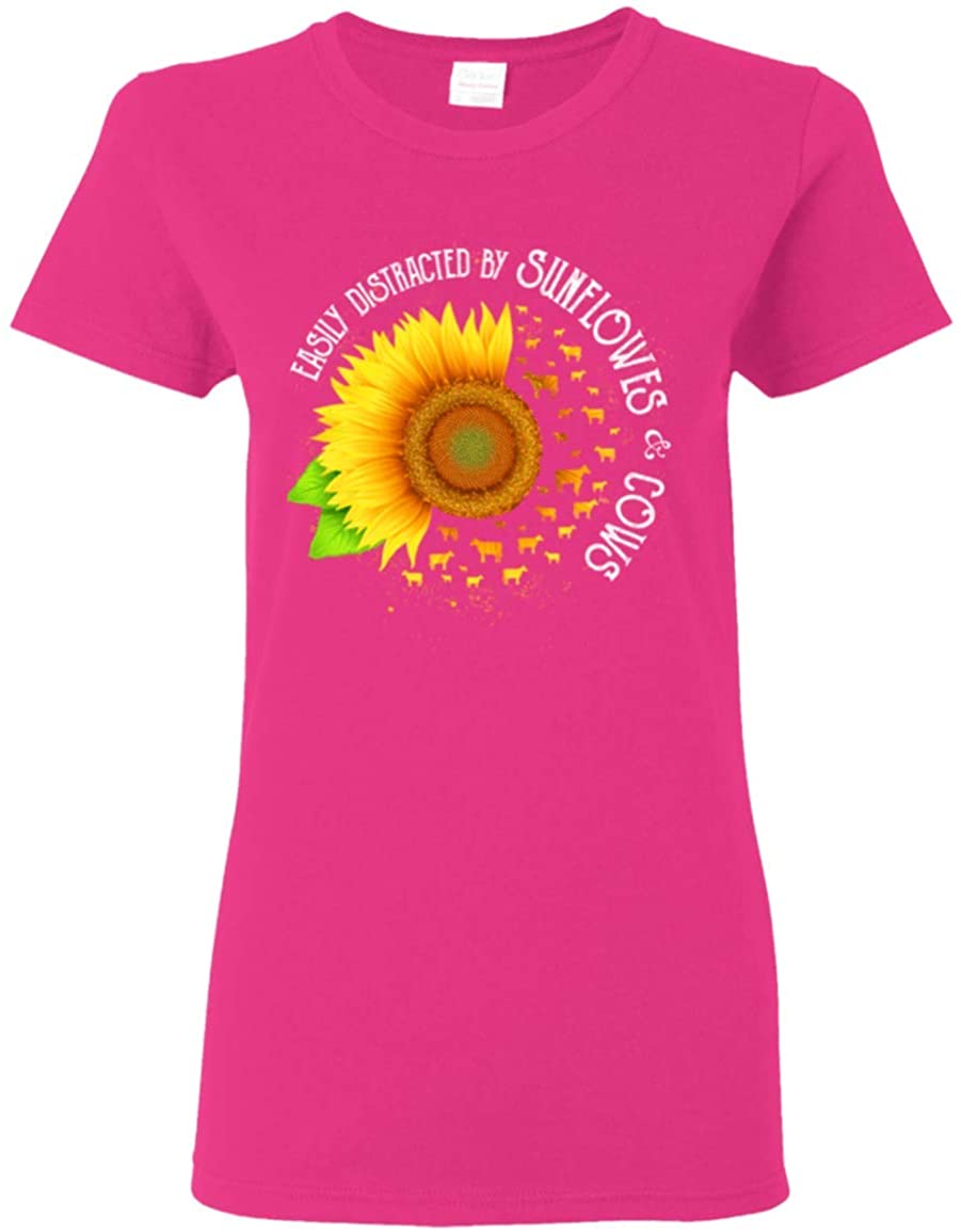 Sunflowers Cows Ladies T-Shirt, Ladies T-Shirt, Heliconia Sunflowers Cows Ladies T-Shirt, Ladies T-Shirt, Heliconia