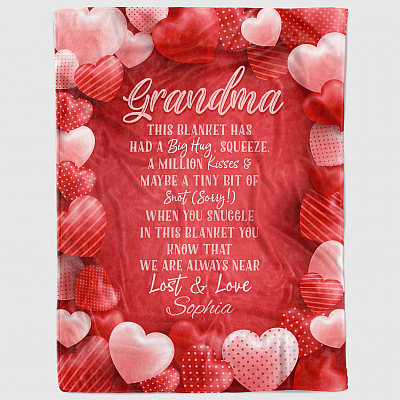 Alternative view of Grandma This Blanket Has Had a Big Hug Personalized Fleece Blanket - Premium Sherpa Blanket - Woven Blanket