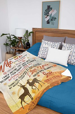 Alternative view of To My Wife Once Upon A Time God Blessed The Broken Road Fleece Blanket - Premium Sherpa Blanket