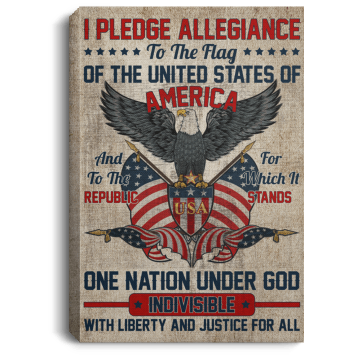 Vintage Patriotic Decor One Nation Under God Justice For All
