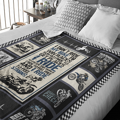 Alternative view of I Don't Ride My Bike to Win Races Fleece Blanket - Premium Sherpa Blanket - Woven Blanket