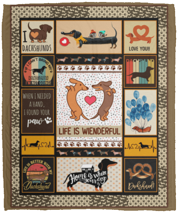 Life Is Wienderful Dachshund Puppies Fleece Blanket - Premium Sherpa Blanket Life Is Wienderful Dachshund Puppies Fleece Blanket - Premium Sherpa Blanket