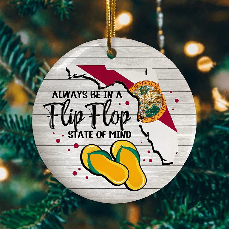 Florida Ornament | Always-Be a Flip Flop State Of-Mind Florida Ornament |  CubeBik