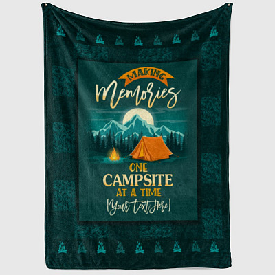 Alternative view of Personalized Making Memories One Campsite at a Time Family Fleece Blanket - Premium Sherpa Blanket - Woven Blanket