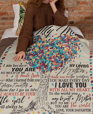 Alternative view of To My Mom I Am Because You Are So Much of Me Mom Daughter Tree Fleece Blanket - Premium Sherpa Blanket