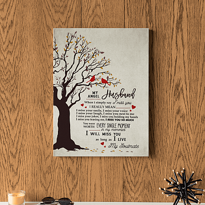 Alternative view of My Angel Husband When I Simply Say I Miss You Cardinal Framed Canvas - Unframed Poster - Home Decor Wall Art