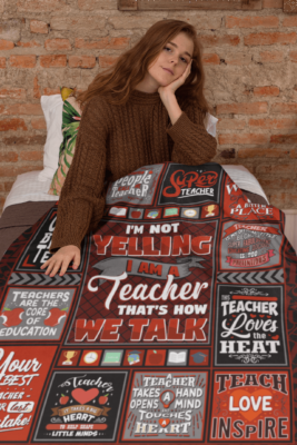 Alternative view of I'm Not Yelling I'm A Teacher That's How We Talk Fleece Blanket - Premium Sherpa Blanket - Woven Blanket