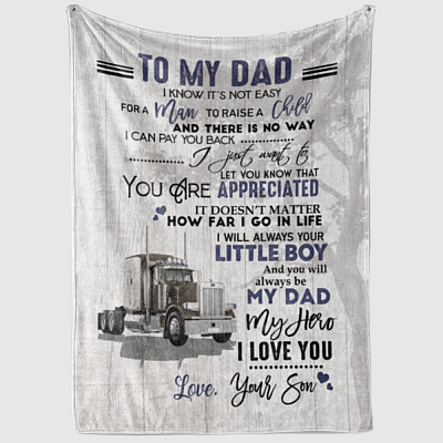 Alternative view of Trucker To My Dad I Know It's Not Easy For A Woman To Raise A Child Fleece Blanket - Sherpa Blanket