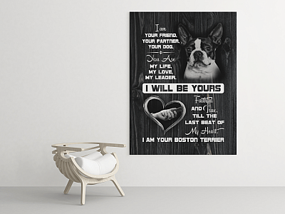 Alternative view of Boston Terrier I Am Your Friend Your Partner Your Dog Gallery Wrapped Framed Canvas Prints - Unframed Poster