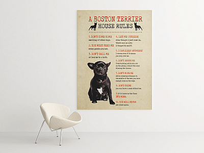 Alternative view of A Boston Terrier's House Rules Gallery Wrapped Framed Canvas Prints - Unframed Poster - Home Decor Wall Art