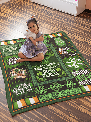 Alternative view of In My Veins Flows The Blood Of Irish Rebels Fleece Blanket - Premium Sherpa Blanket - Woven Blanket