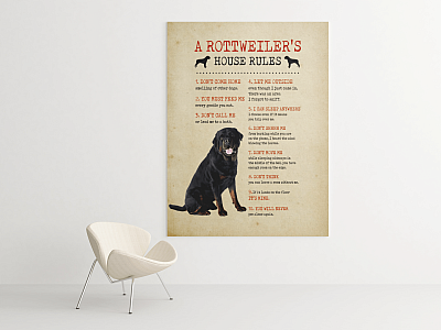 Alternative view of A Rottweiler's House Rules Gallery Wrapped Framed Canvas Prints - Unframed Poster - Home Decor Wall Art