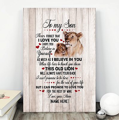 Alternative view of To My Son Never Forget That I Love You Personalized Gallery Wrapped Framed Canvas Prints - Unframed Poster