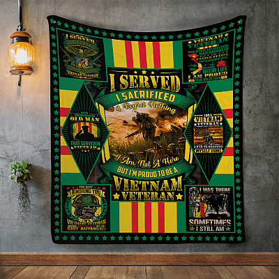 Alternative view of I Served I Sacrificed I Am Not A Hero But I'm Proud To Be A Vietnam Veteran Fleece Blanket - Sherpa Blanket