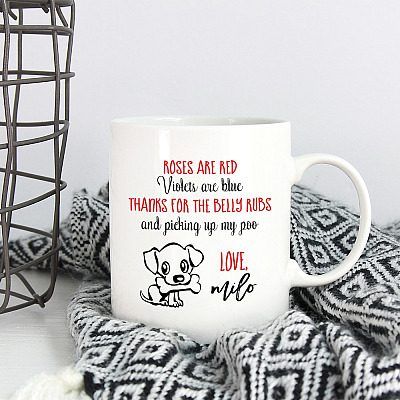 Alternative view of Thanks For The Belly Rubs And Picking Up My Poo Personalized Coffee Mug - Beer Stein - Water Bottle