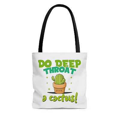 Go Deep Throat a Cactus All Over Print Tote Bag-Shoulder Bag-Reusable Grocery Shopping Bag