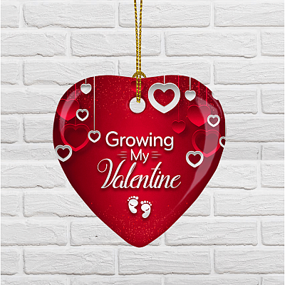 Alternative view of Growing My Valentine Ornament Keepsake - Baby Valentine Porcelain Ceramic Ornament