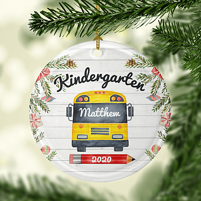 Alternative view of Personalized Kindergarten Ornament First Year of School Porcelain Ceramic Ornament Keepsake