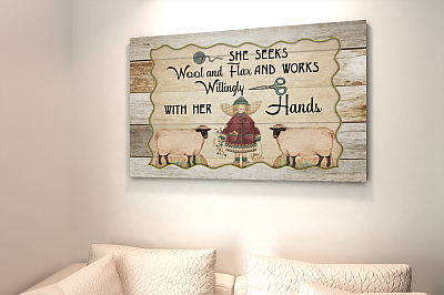 Alternative view of She Seeks Wool and Flax and Willingly Works With Her Hands Wrapped Framed Canvas Prints - Unframed Poster
