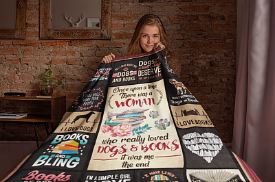 Alternative view of Once Upon A Time There Was A Woman Who Really Loves Dogs And Books Fleece Blanket - Premium Sherpa Blanket