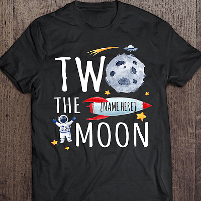 Alternative view of For Kid Two The Moon Personalized Youth Tee - Funny Astronaut Shirt