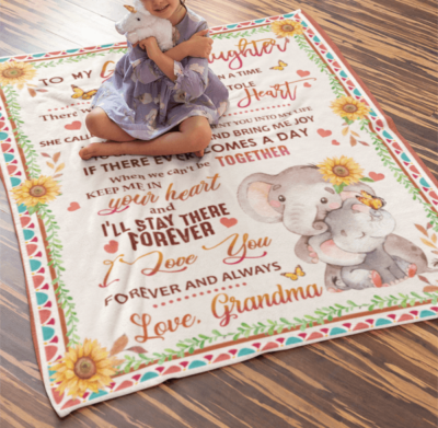 Alternative view of To My Granddaughter Once Upon a Time There Was a Little Girl Elephant Sunflower Fleece Blanket-Premium Sherpa Blanket