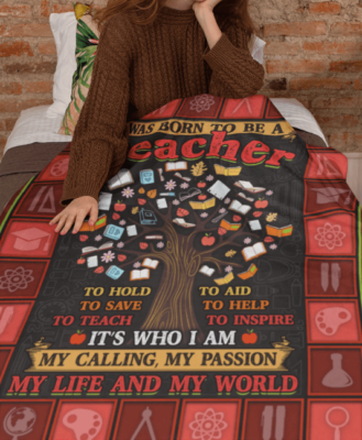 Alternative view of I Was Born to Be a Teacher to Hold to Save to Teach Fleece Blanket - Premium Sherpa Blanket - Woven Blanket