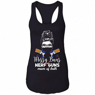 Messy Buns and Nerf Guns Mom of Both Cotton Tank Top Tee - Ladies Racerback Tank