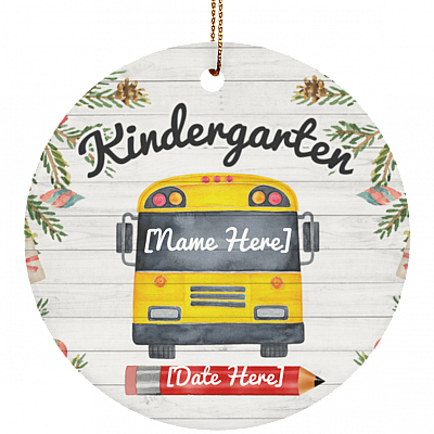 Personalized Kindergarten Ornament First Year of School Porcelain Ceramic Ornament Keepsake