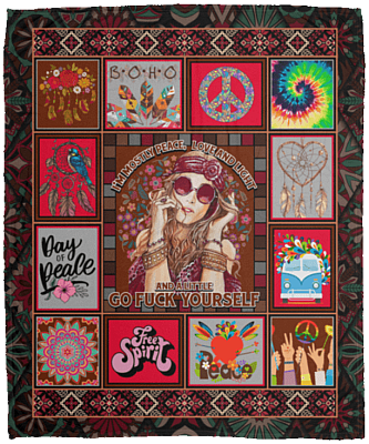 I'm Mostly Peace Love Light and a Little Go Fleece Blanket - Premium Sherpa Blanket - Woven Blanket