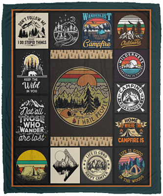 Vintage I Hate People Blanket For Camping Lovers