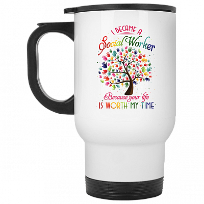 14 oz. White Travel Mug