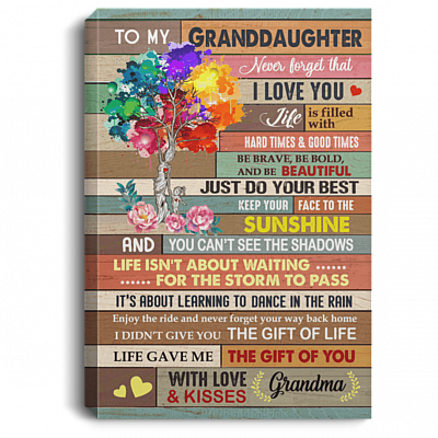 To My Granddaughter Never Forget That I Love You Vintage Tree Gallery Wrapped Framed Canvas Prints - Unframed Poster