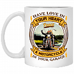 Have Love in Your Heart Peace Motorcycle Ceramic Coffee Mug - Beer Stein - Water Bottle - Color Changing Mug