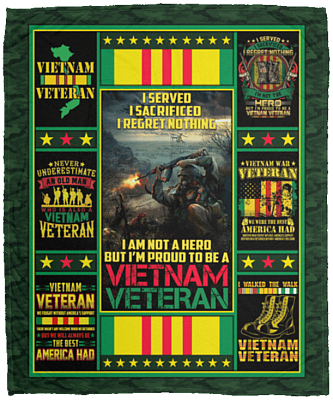 I Served I Sacrificed I'm Proud To Be A Vietnam Veteran Fleece Blanket - Premium Sherpa - Woven Blanket