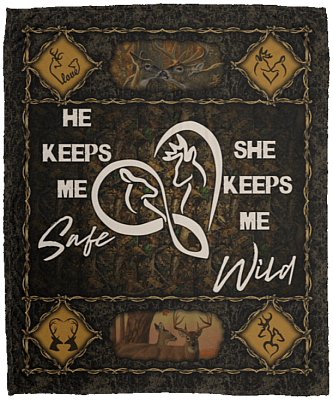 He Keeps Me Safe She Keeps Me Wild Fleece Blanket - Premium Sherpa Blanket - Woven Blanket