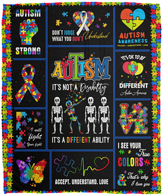 Autism It's Not A Disability It's A Different Ability Fleece Blanket - Sherpa Blanket