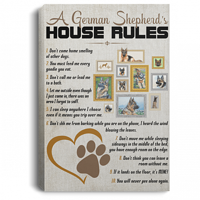 A German Shepherd's House Rules Funny Framed Canvas - Unframed Poster