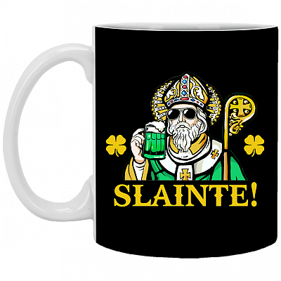 Slainte Shamrock Funny St Patricks Day Beer Stein - Coffee Mug - Water Bottle