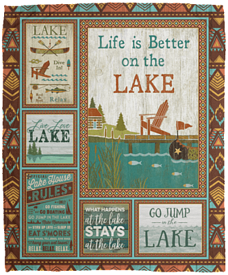 Like Is Better On The Lake Fleece Blanket-Premium Sherpa Blanket-Woven Blanket