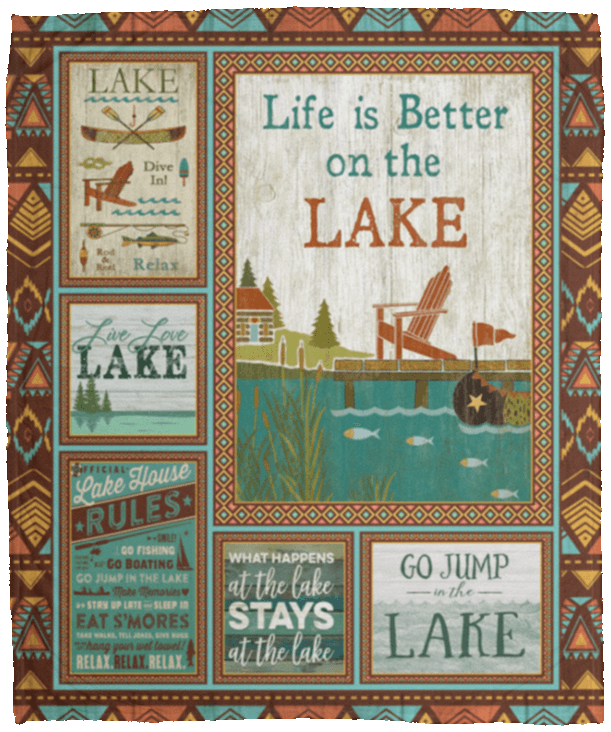 Life Is Better At The Lake Blanket Like Is Better On The Lake Fleece Blanket CubeBik