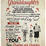 Grandpa and Grandma to Our Granddaughter May You Always Know That You Are Strong Fleece Blanket - Premium Sherpa Blanket
