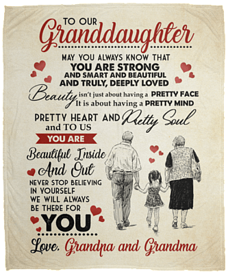 Grandpa and Grandma to Our Granddaughter May You Always Know That You Are Strong Fleece Blanket - Premium Sherpa Blanket
