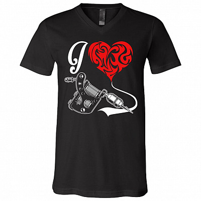 I Love Tattoo Gun Machine Kit Black T-Shirt - V-Neck