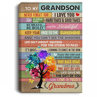 To My Grandson Never Forget That I Love You Gallery Wrapped Framed Canvas Prints - Unframed Poster