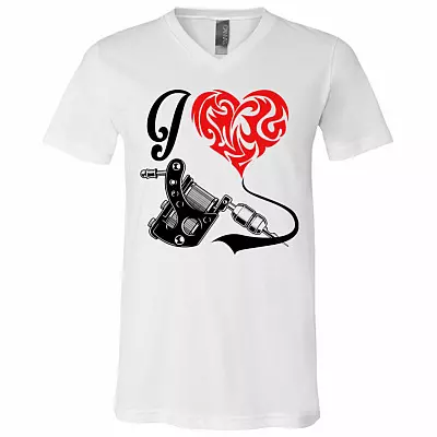 I Love Tattoo Gun Machine Kit White T-Shirt - V-Neck