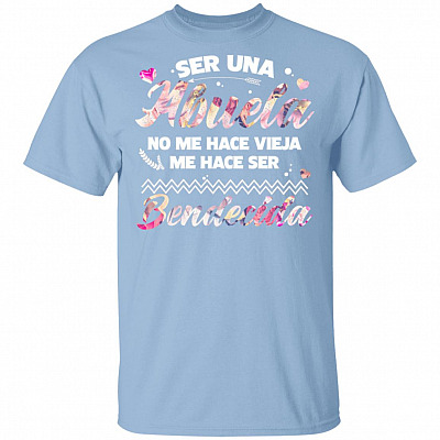 Ser UNA Abuela No Me Hace Vieja Me Hace Ser Bendecida Grandma Mexican T-Shirt - V-Neck Shirt - Light Blue