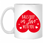 Balls Deep In Love With You Funny Ceramic Coffee Mug - Valentine Gift Beer Stein - Water Bottle
