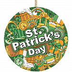 St.Patrick's Day Decorative Holiday Flat Circle Porcelain Ceramic Ornament Keepsake - Decoration Gift